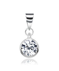 5mm CZ Round Stone Silver Pendant SPEB-81n